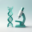 Avatar conceptual de Carlos Vega: cadena de ADN y microscopio en estilo origami, teal y blanco
